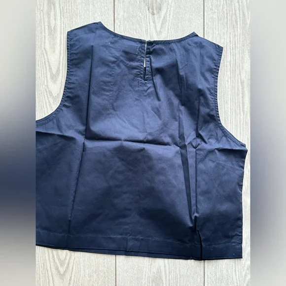 Navy Two-Piece Skirt and Crop Top Set - Picture 4 of 12